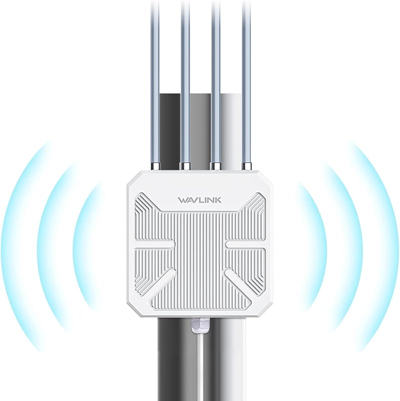 2026 WAVLINK AX1800 Extensor WiFi 6 para exteriores de largo alcance, IP67 resistente a la intemperie | Punto de Acceso/Repetidor para Exteriores con PoE, Antenas 4x8dBi, Funciona con Starlink, Hasta 256 Dispositivos para Granja, Patio, RV, Garaje