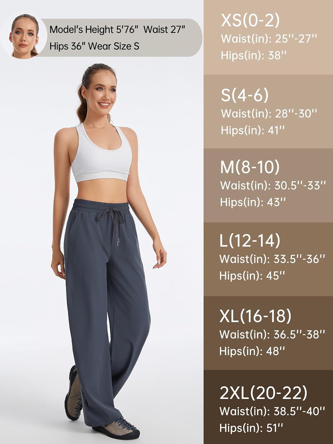 Womens Barrel Pants Baggy Wide Leg Travel Pants Quick Dry Lightweight Hiking Golf Work Casual Trousers with Pockets