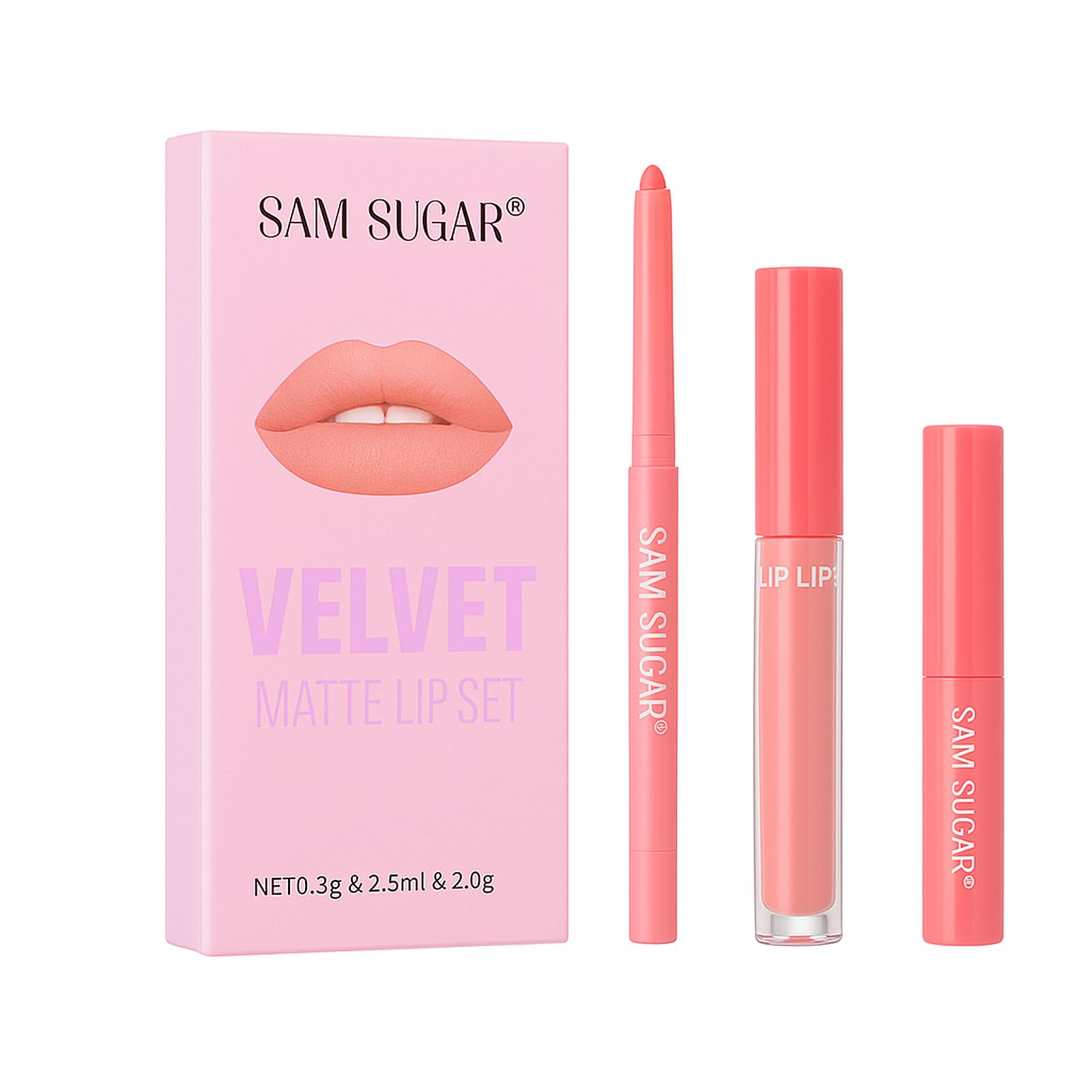 3PCS Lip Liner and Lipstick Set, with Liquid Lipstick
