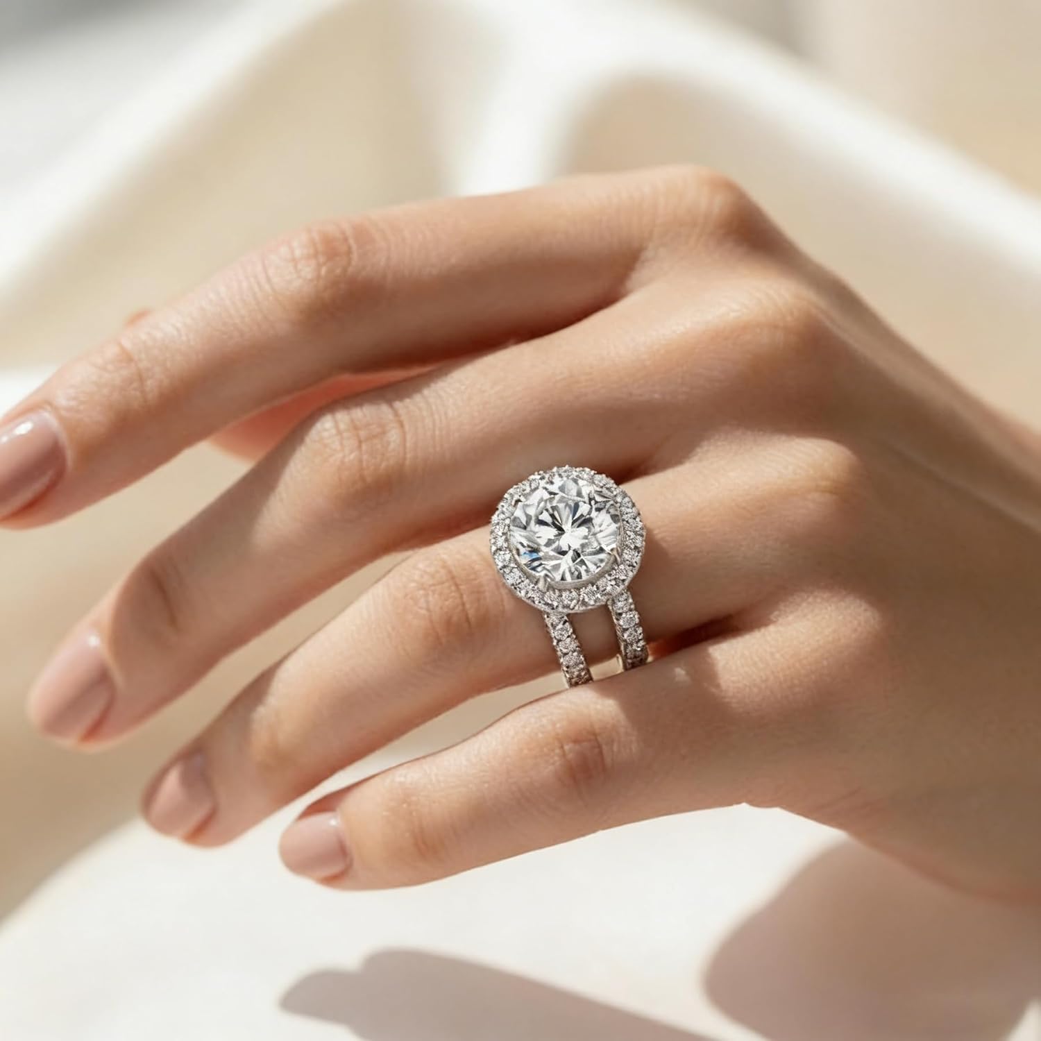 JIANGYUE Classic CZ Bridal Sets Band Ring for Women, Faux Cubic Zirconia Wedding Ring Set Womens