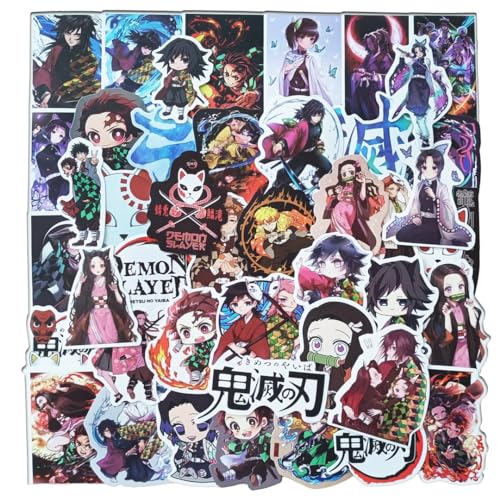 鬼滅の刃ステッカー 50枚セット 防水ステッカー 密封バッグ ブランド 荷物ステッカー お気に入りの荷物、ギター、車、バイク、自転車、水筒、ヘルメット、パソコンなどに適用 (TZ-11)のサムネイル