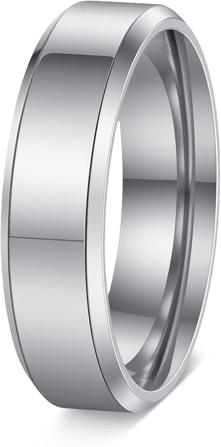 Wedding Bands for Men Women 4MM 6MM 8MM High Polish Titanium Rings Gold/Black/Silver Promise Rings for Him Her