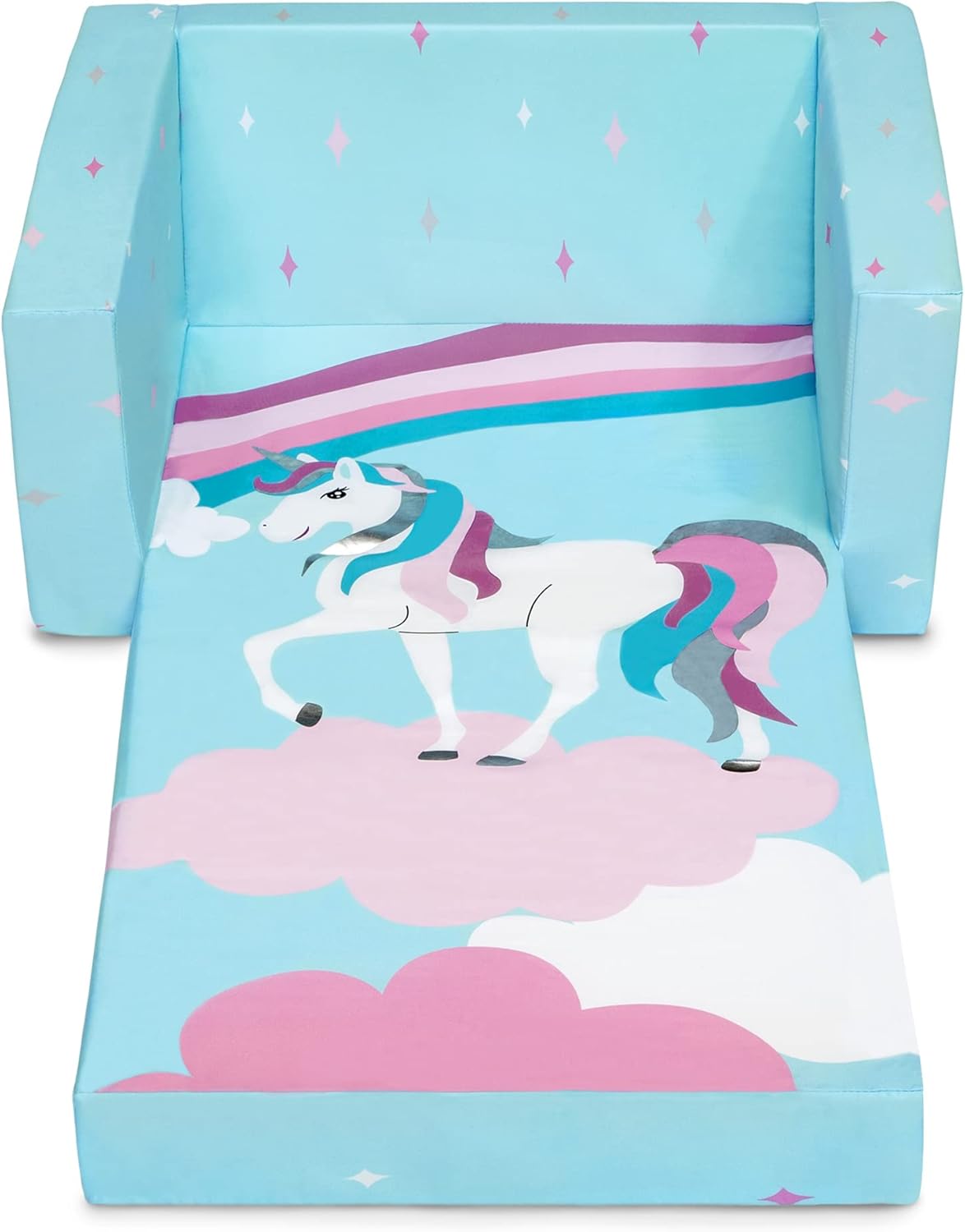 Delta Children Cozee 2-in-1 Convertible Sofa to Lounger For Bedroom - Lightweight,Portable Comfy Flip Open Couch/Sleeper for Kids, Blue Unicorn - Image 11