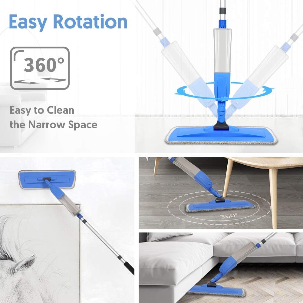 Bellababy Spray Mop and Glass Wiper,Microfiber Mop with 4 Reusable Pads Can Spray Upward,360 Degree Rotatable Mophead Suitable for Hardwood, Marble, Tile : Health & Household