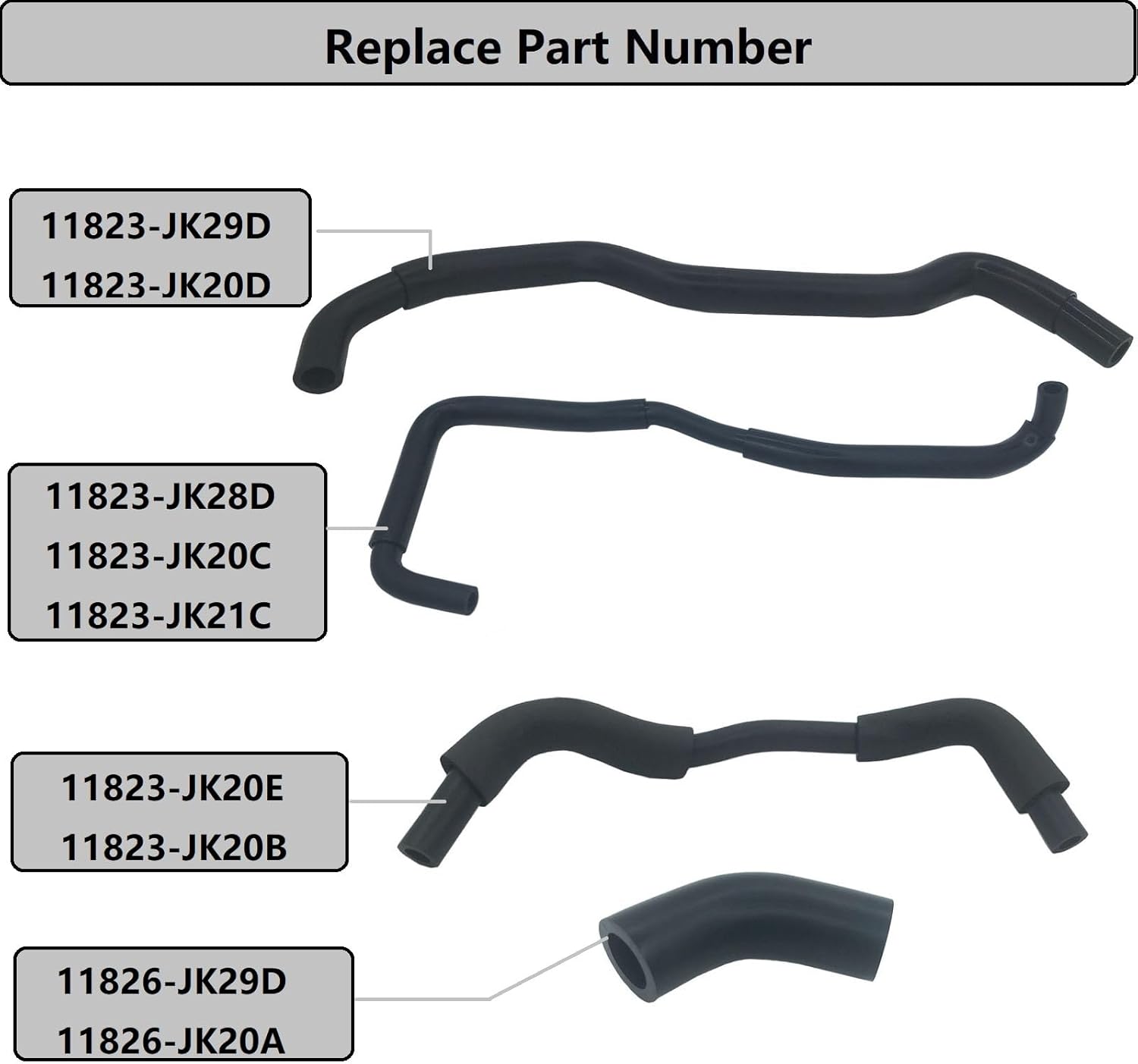 Jiayouy 4Pcs Valve Chamber Hose Parts Compatible with Infiniti EX25 EX35 G25 G35 QX50 FX35 Z33 350Z 2009-2012, Q70 Q70S Q70L 2010-2018, Replaces 11823-JK28D 11823-JK20E 11283-JK29D 11286-JK29D