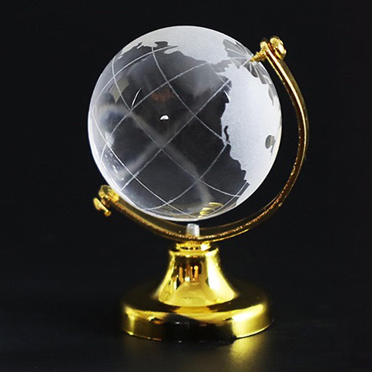 4Ever Golden Mini World Globe Crystal Balls Glass Paperweight,Paper Weights Desk Ornaments,Office Home Decor,Small Ornaments,Geography Teacher Gifts,Miniature Crystal Ball Sphere Display,Round Earth Globes World