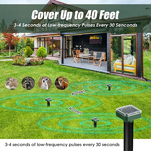 Mole Repellent Solar Powered, 4 Pack Ultrasonic Gopher Repeller Vole Repellent Outdoor Waterproof Deterrent Drive Away Groundhog Gopher Snake Stake From Lawns And Yard #TOP1