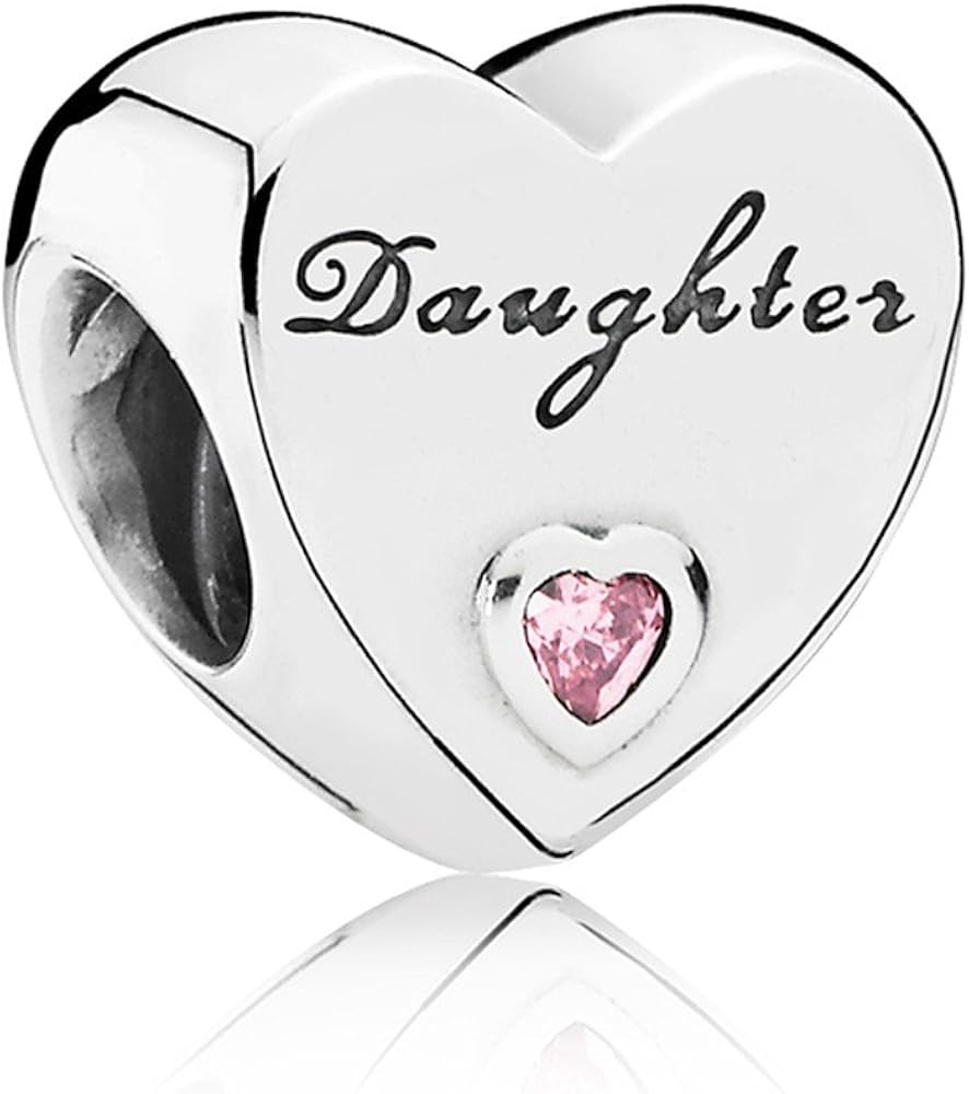 CWOne Designs S925 Sterling Silver Family Moments Love Heart Charm for Pandora Charm Bracelets. (Daughter)