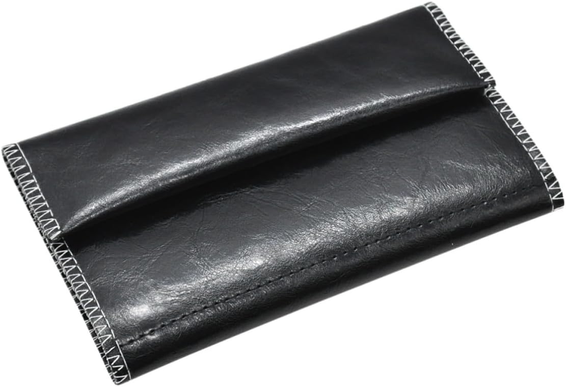 VICASKY Triple-fold Cigarette Pouch for Men Women Pu Leather Smoking Bag with Zipper Pocket for Outdoor Travel and Daily Use Black