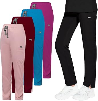 VIAOLI Scrub Workwear Straight Leg Drawstring Cargo Pants - Soft Stretch Nurse Uniform Unisex With 8 Pockets