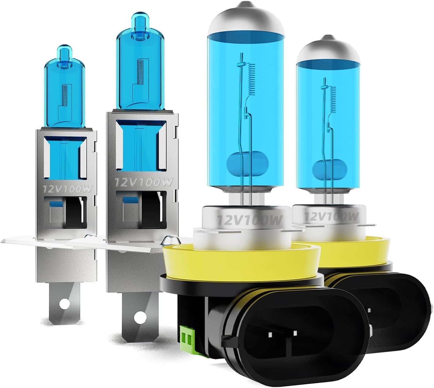 Fit For Ford Focus 2012-2018 Headlight Bulbs, H1 H11 High Low Beam Combo, 5500K Super Bright White Light High Performance Halogen Headlight Bulb, Pack of 4