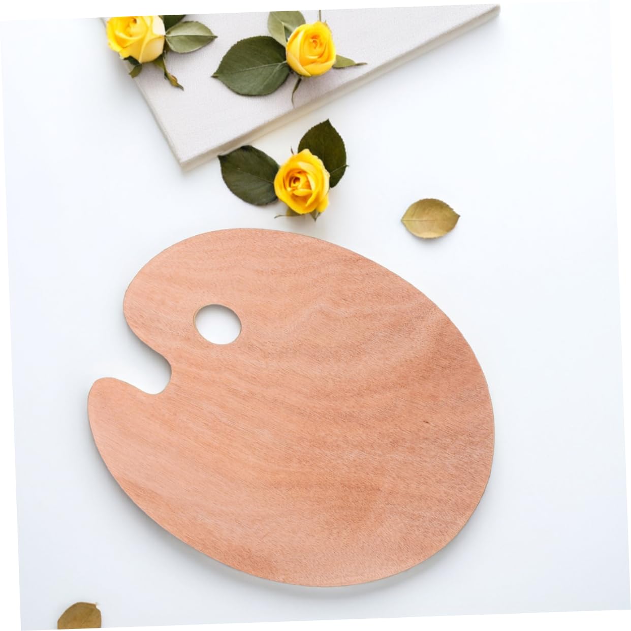 Veemoon 2 Stück Ovale Holz Mischpalette mit Daumenloch Ergonomisch für Öl und Gouachefarben zum Malen und Farbmischen