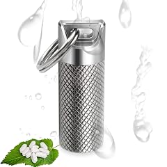 Waterproof Pill Bottle Titanium Keychain Pill Case EDC Pill Holder Portable Pill Container Outdoor Emergency Pill Fob Medicine