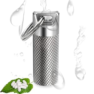 Waterproof Pill Bottle Titanium Keychain Pill Case EDC Pill Holder Portable Pill Container Outdoor Emergency Pill Fob Medicine