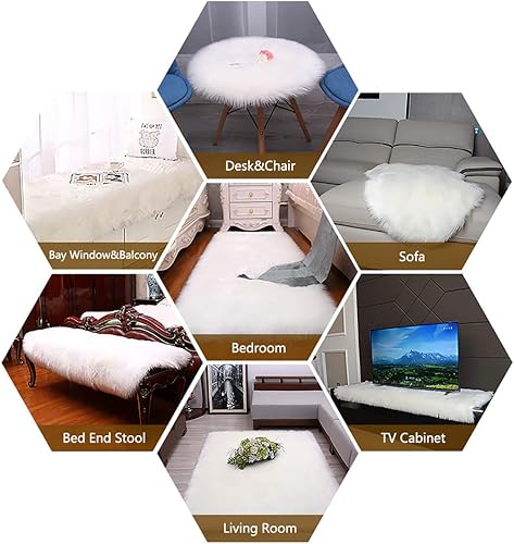 Miniatura 8 de Softlife Alfombra esponjosa de piel sintética de oveja para área de niños, habitación de los niños, dormitorio, mesita de noche, sala de estar,