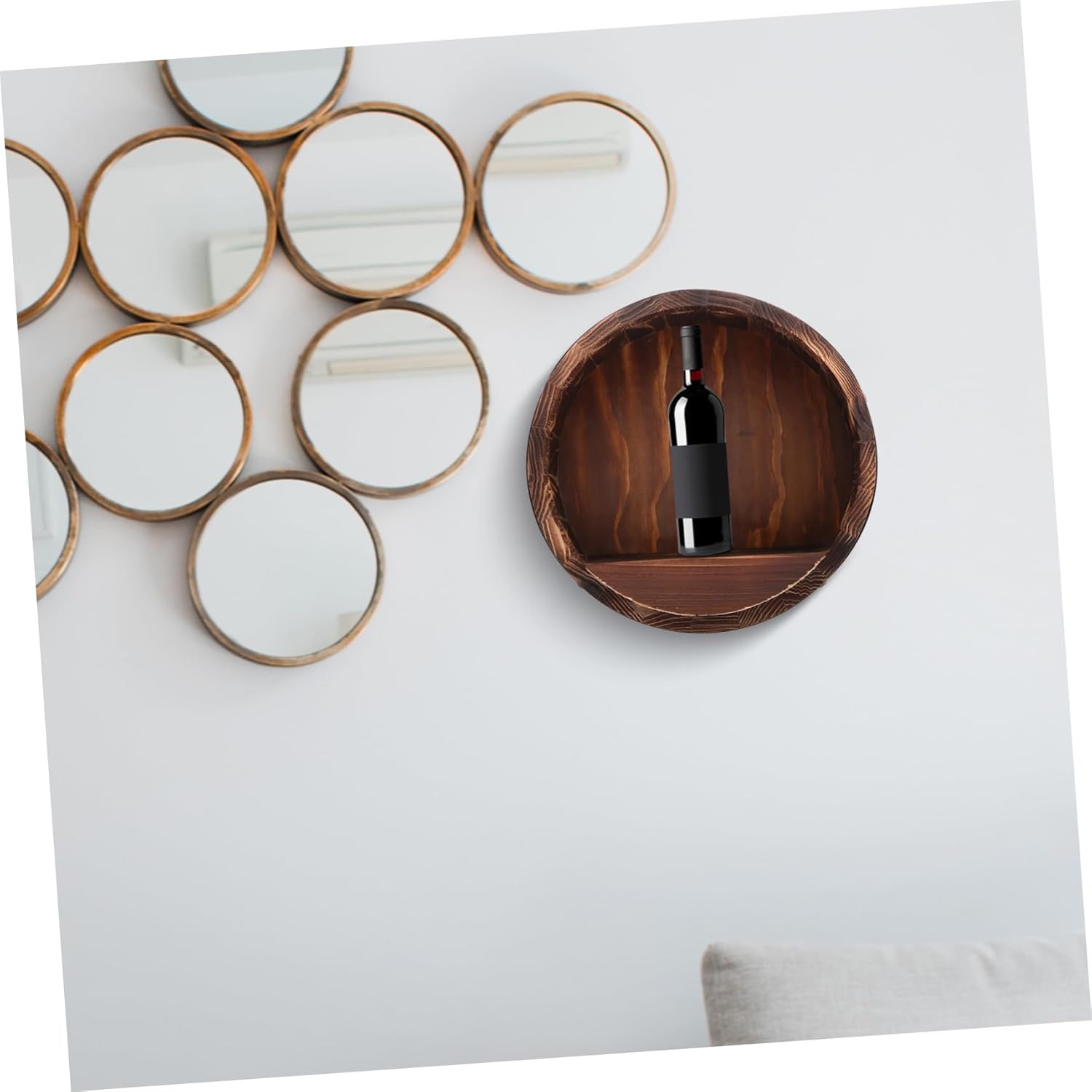 BESTYASH Rustic Wall Mounted Wine Rack Vintage Wrought Wine Shelf for Home Decor Easy Installation Liquor Display Organizer Space-Saving Wall Storage