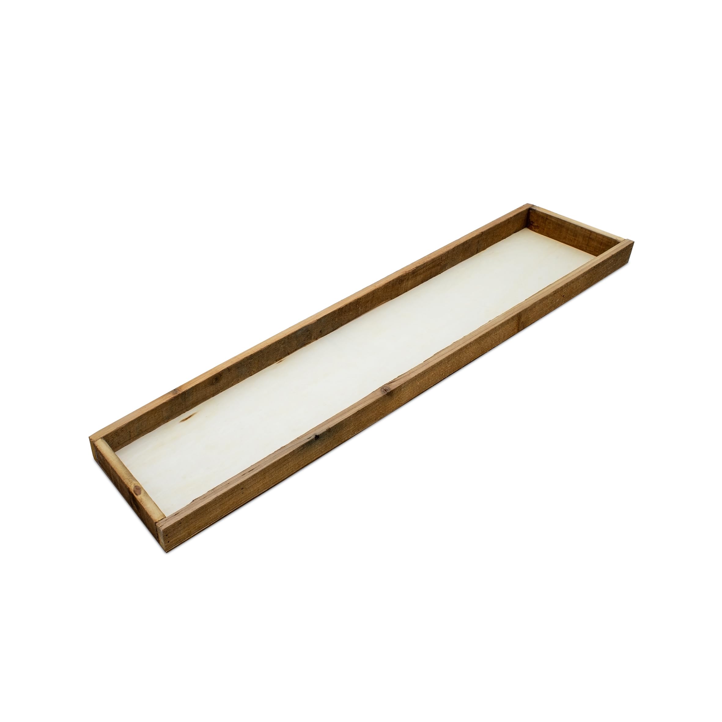 Holz Deko Tablett rechteckig - 80 x 18 cm - Kerzentablett mit Rand rustikal - Advents Kerzen Tablett Tischdeko
