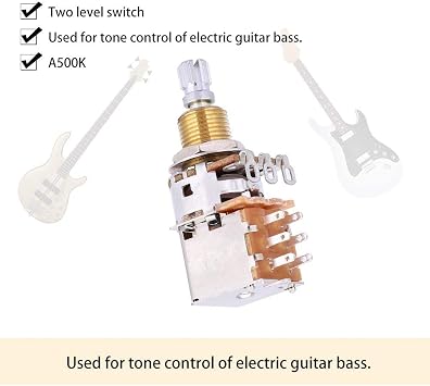 Guitar Push Pull Potentiometer, A500K Audio Volume Tone Control Switch for Electric Guitar Bass Replacement Parts for Musicians DIY Upgrades
