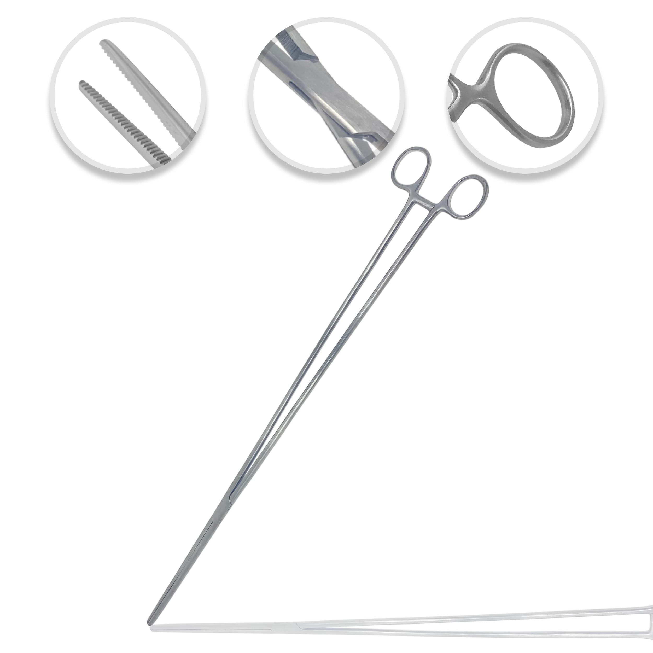 Cynamed Hemostat Forceps with Serrated Jaws - Premium High Polish Stainless Steel (5.5 in., Full-Serrated, Straight Tips)