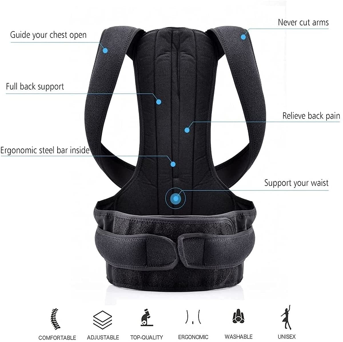 Corrector de Postura de Clavícula Ajustable Enderezador Corrección de Banda Lumbar Hombro Espalda Brace Soporte Cinturón (Tamaño : X-Large) (X)
