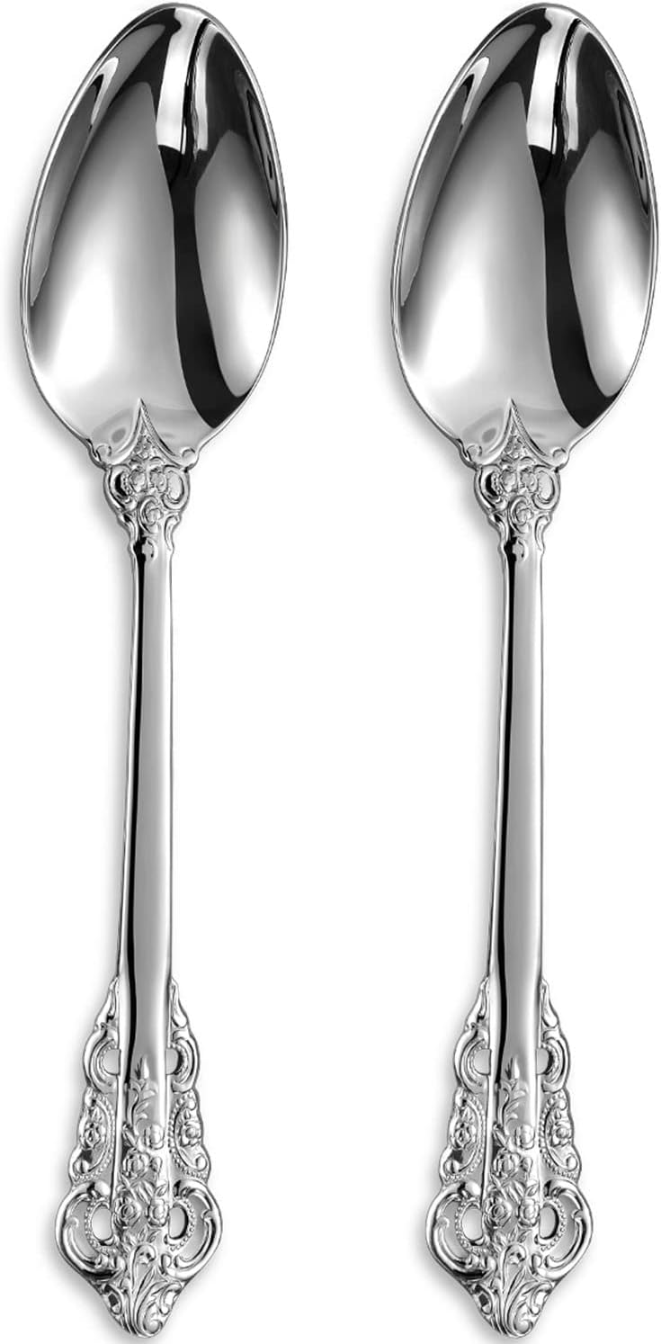 KEAWELL Gorgeous 2-Piece 9.4-Inch Serving Spoon Set (Silver)