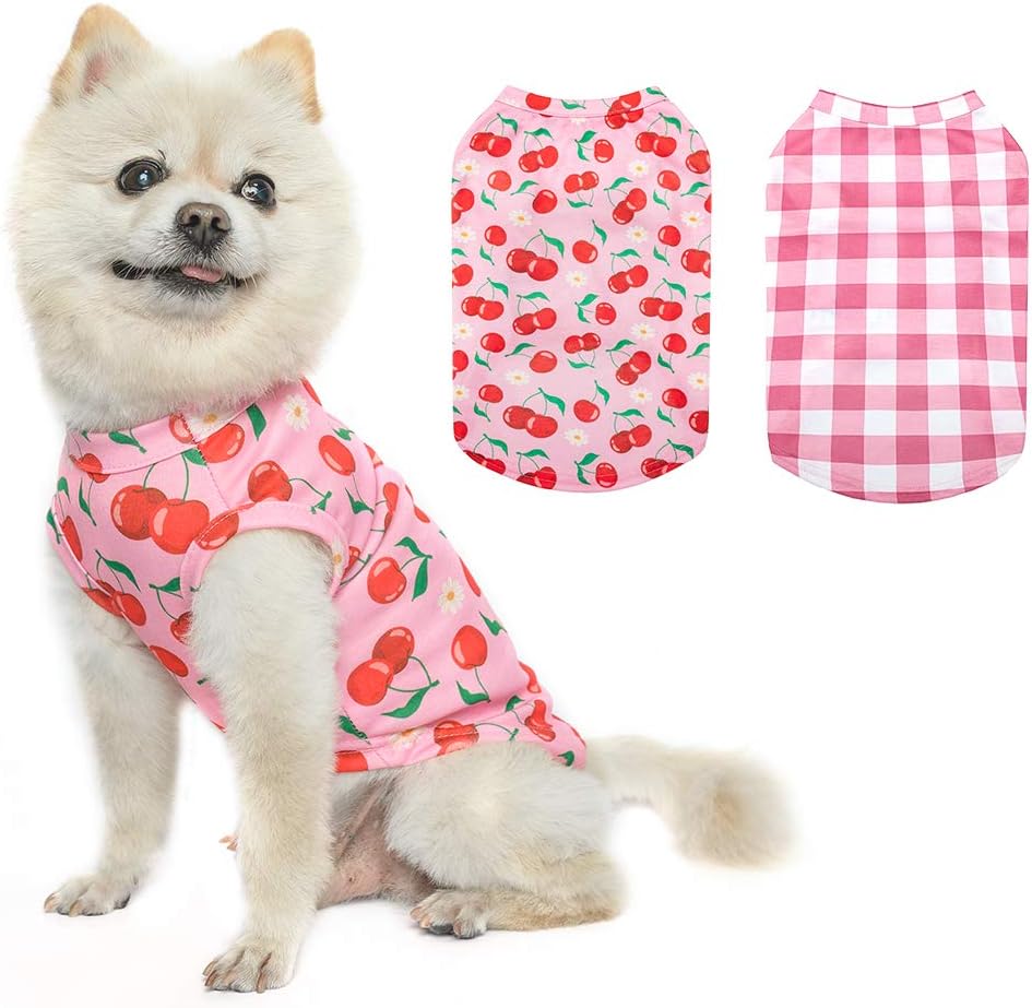 Dog Shirt 2 Packs, Heavy-Duty Dog Clothes Super Soft Comfortable Pet Apparels for Puppies Small Medium Dogs Wearing