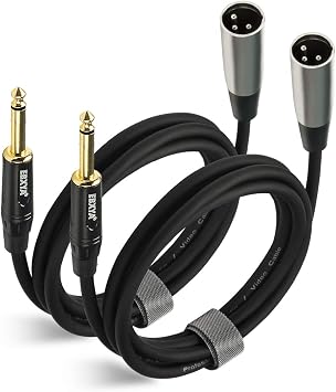 EBXYA XLR Male to 1/4 Inch TS Mono Unbalanced Microphone Cable 6Ft, 6.35mm to XLR Cable, 2 PCS