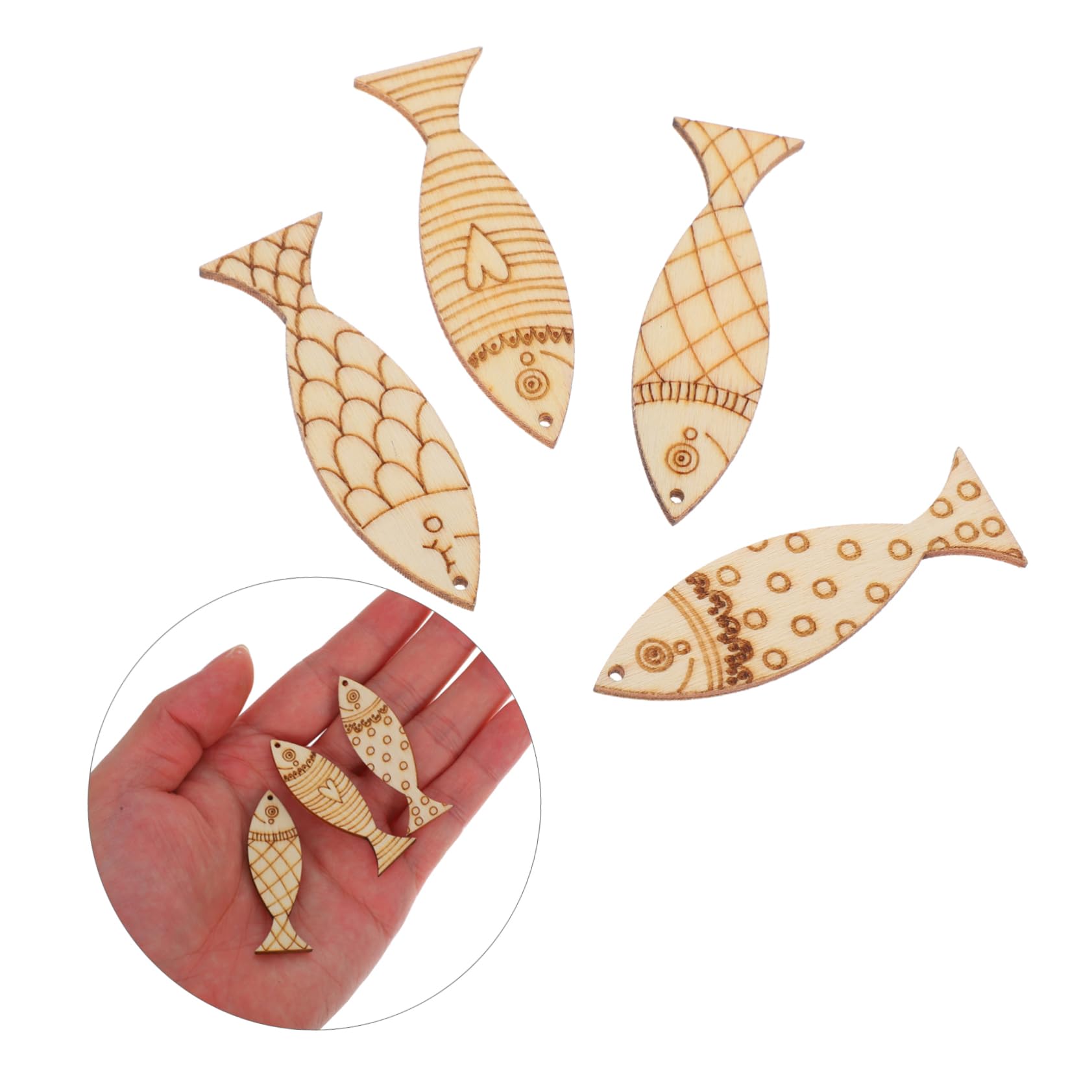 50 Découpes De Poisson En Bois Brut à Peindre - 4cm - Pour Artisanat, Décoration, Loisirs Créatifs
