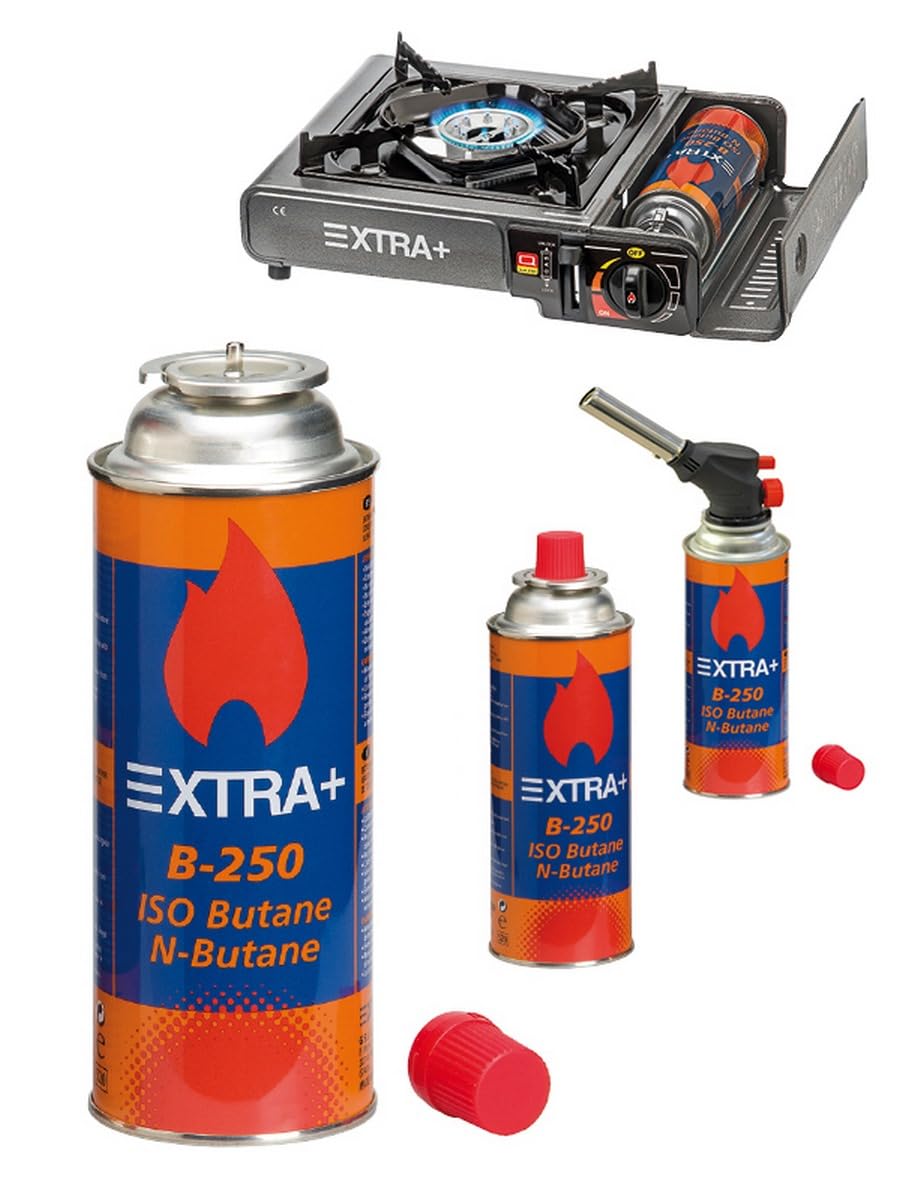 Pack de Cartuchos de Gas Butano Recambio de Gas Propano Portable Gas Butano Tokai Compatible para Cocina Portátil, Hornillo, Soplete Soldador, Camping B-250 227gr (12 Unds, Naranja & Azul)
