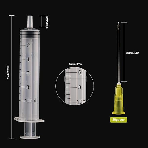 Miniatura 2 de 0.0 fl oz con calibre 25 de 1 pulgada, suministros de laboratorio para laboratorios científicos industriales, medición de líquidos, paquete de 20