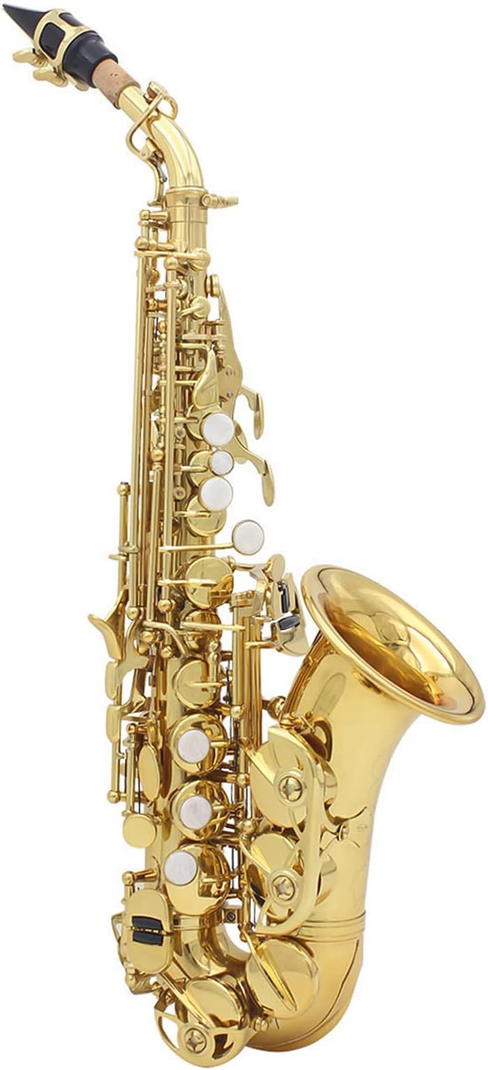 QUKAN Brass Golden Carve Pattern Bb Bend Althorn Soprano Saxophone Sax Pearl White Shell Buttons Wind Instrument with Case Gloves Cleaning Cloth Belt