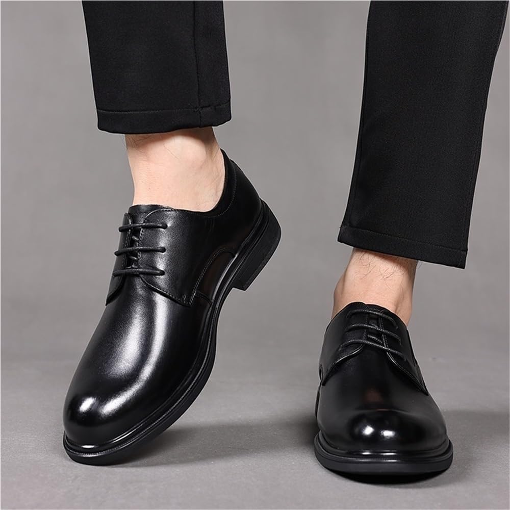 Men's Formal Shoes Lace Up Top-Grain Leather Non Slip Rubber Sole Slip Resistant Anti-Slip for Wedding Outdoor