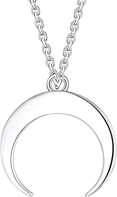 JO WISDOM Moon Necklace,925 Sterling Silver Crescent Moon Pendant Necklace for Women chian:42cm+3cm