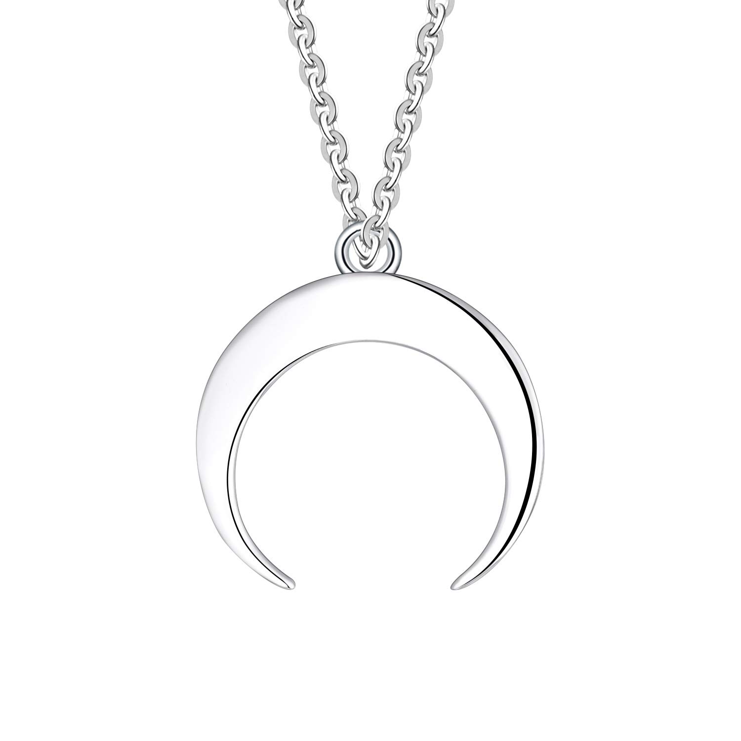 JO WISDOMCollar de Luna Creciente, Plata de ley 925,Colgante Media Luna, Joyería para Mujer