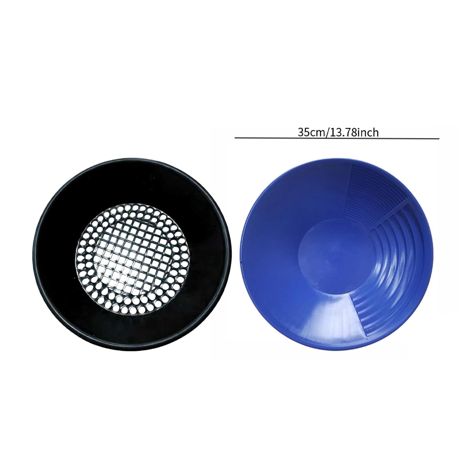 2X Padella per la Ricerca dell'oro con setaccio Padella Portatile da 14 Pollici per la Ricerca dell'oro per Principianti Kit per, Blu E Nero