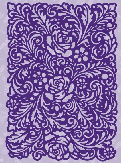 Dawn Bibby Creations Gothic Romance. Rose Damask Stencil, wjhite