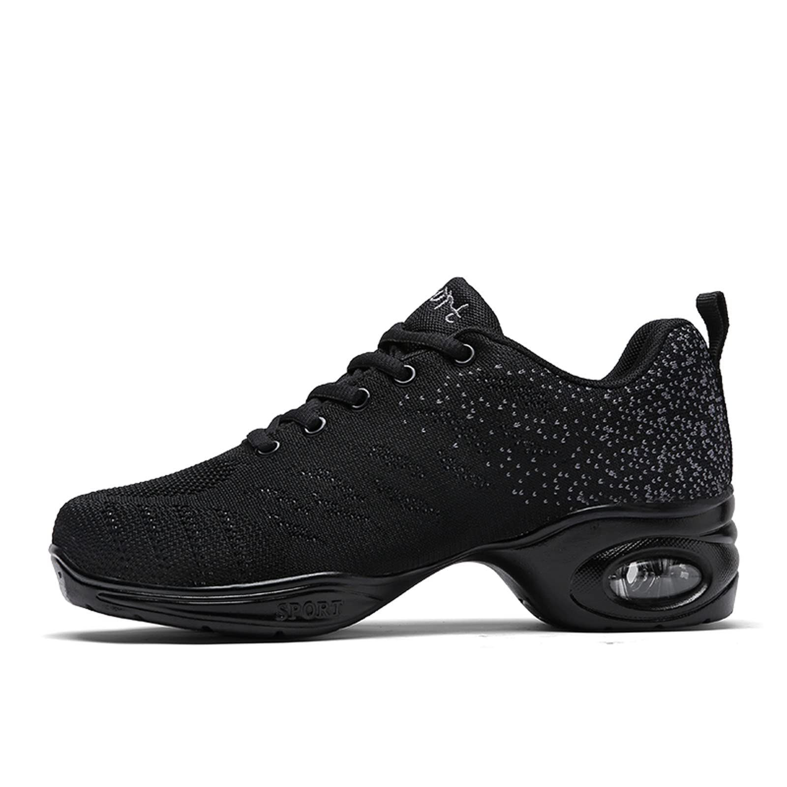 Damskie buty jazzowe, sznurowane trampki do tańca, damskie buty do tańca, rozcięta podeszwa, poduszka powietrzna, nowoczesne buty do tańca, platforma