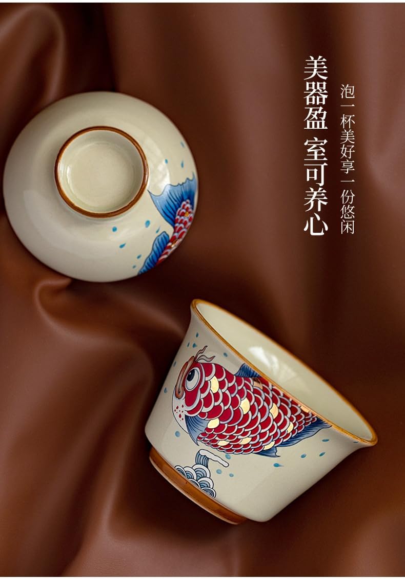 Classic White Ceramic Gaiwan Tea Cup with Saucer for Tea Brewing-style2