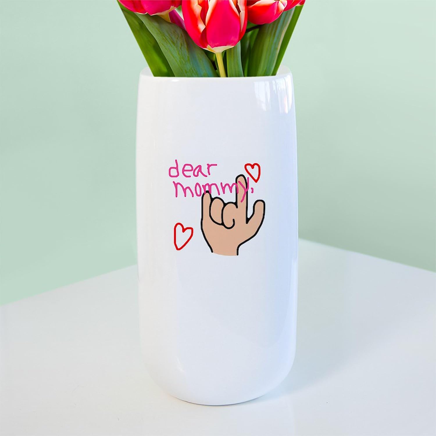 CafePress I Love You 10" Printed Porcelain Vase for Home Décor