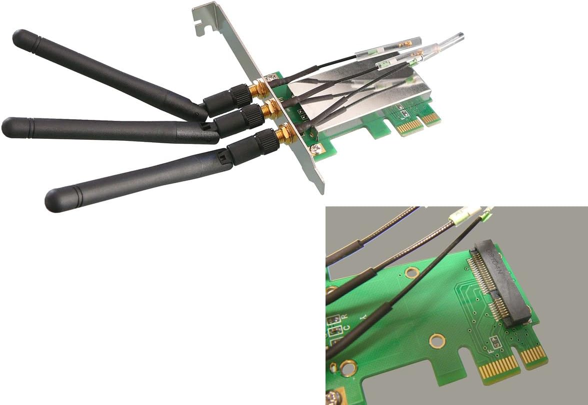 Mini PCIE to PCI-E PCI Express 1x adapter - with antenna for wireless card