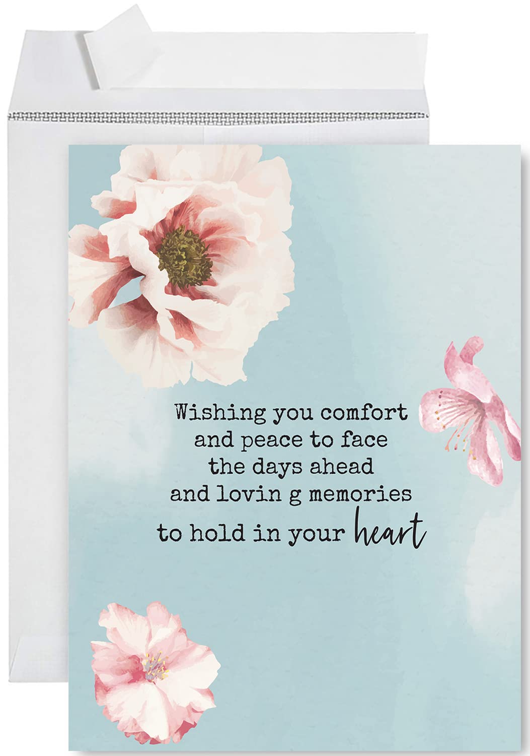 Andaz Press Jumbo Sympathy Card with Envelope, Sorry For Your Loss Card, Wishing You Comfort and Peace, Pet Loss, Condolences Card with Big Blank Space to Send to Friends, Family, 8.5" x 11", 1-Pack