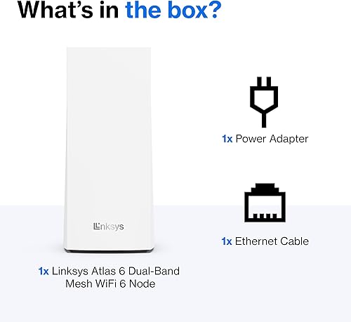 Miniatura 8 de Linksys Atlas WiFi 6 Router Home Sistema de malla WiFi para el hogar, doble banda, cobertura de 2,000 pies cuadrados, más de 25 dispositivos,
