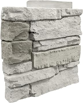 GenStone Faux Stacked Stone Left Corner Panel 12.5" x 11.25" in Arctic Smoke Color for Do It Yourself Friendly Home Improvement Projects