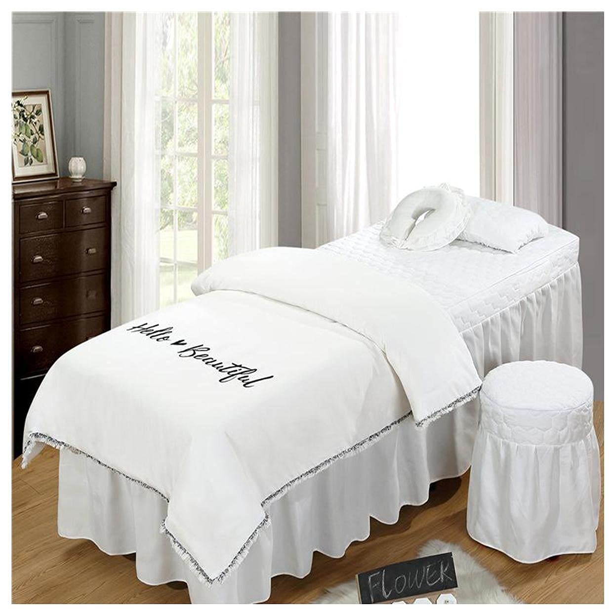 Sheets, Used in Beauty Salons, Spas, Massages, Treatments, Bedside Tables, Four-Piece Bedspreads with Holes, Universal Full-Body Bedspreads for Four Seasons,D-Square Head (80 * 190)