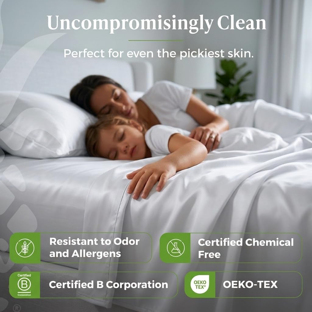 Cariloha Resort 100% Organic Bamboo Viscose Sheets - 4-Piece King Sheet Set - 18 in Extra Deep Pockets - Sateen Weave, Cooling, Luxury Sheets - Oeko-TEX Standard 100 - White
