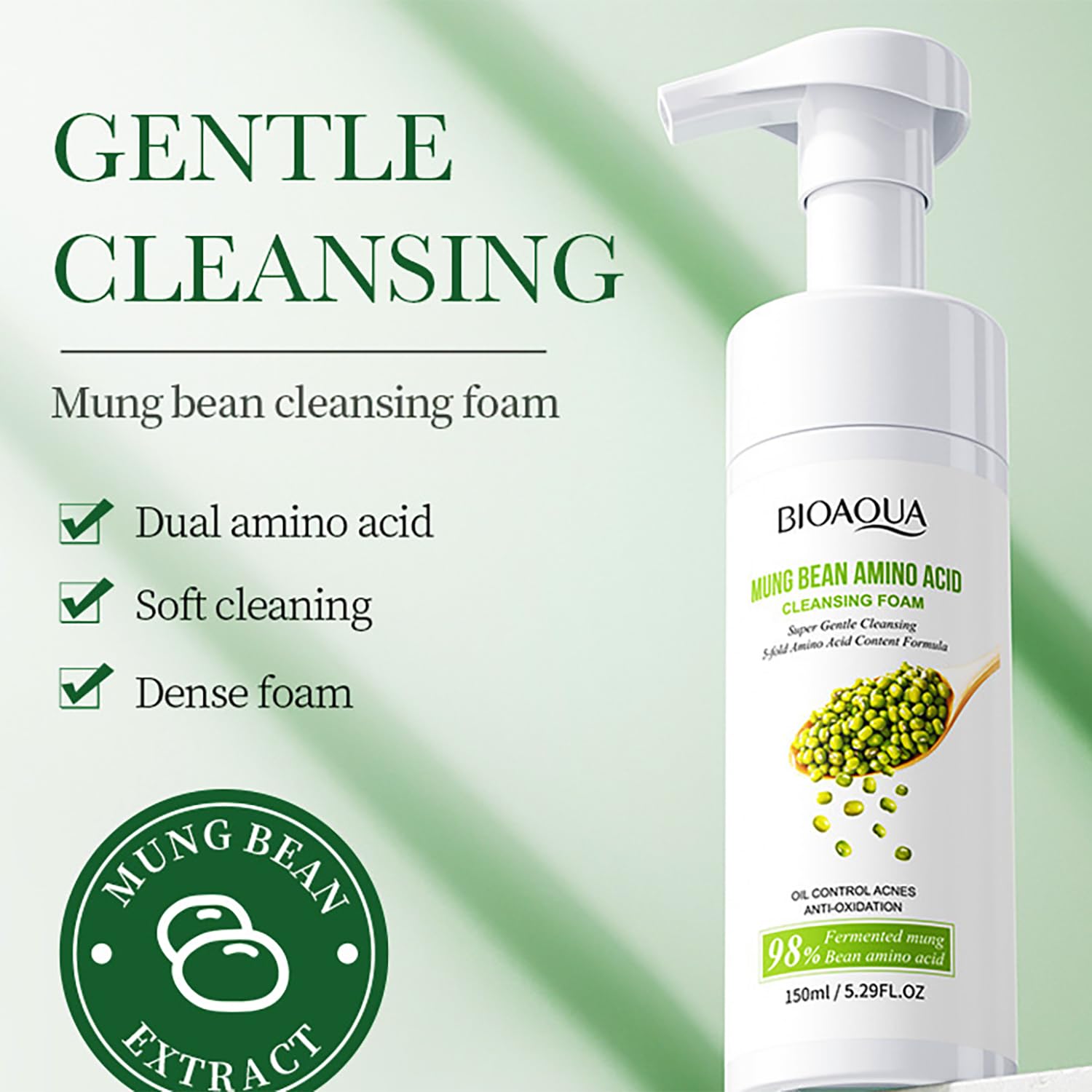 Amazon.com: BIOAQUA 98% Mung Bean Amino Acid Facial Cleansing Foam