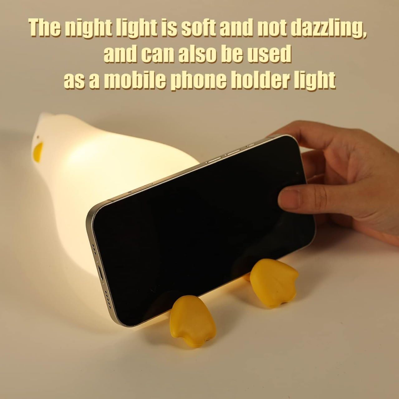 Mobhada USA Night Lamp, Cute Touch Silicone Light for Kids Bedroom, USB Rechargeable (Duck) 2