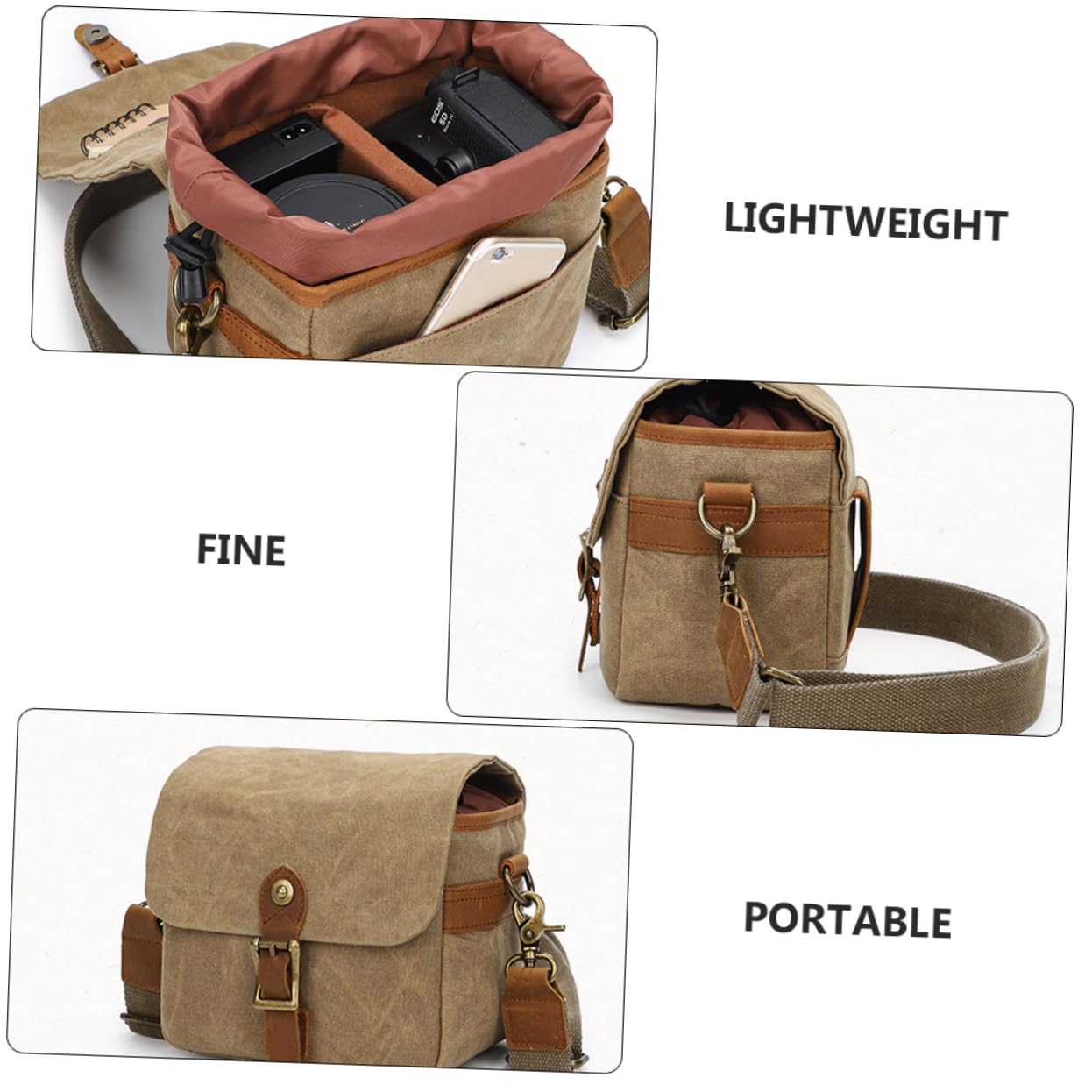 Angoily Borsa Tracolla per Macchina Fotografica in Canvas, Portatile, Tracolla Regolabile e Anti-vibrazione, per Trasporto Quotidiano