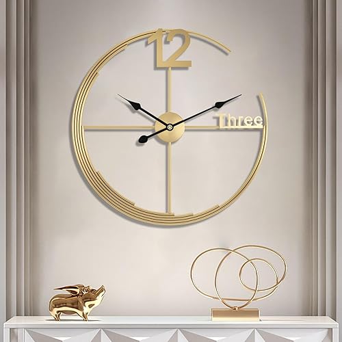 Reloj de pared grande reloj de pared minimalista retro de metal redondo silencioso sin tictac funciona con pilas para sala de estar hogar cocina