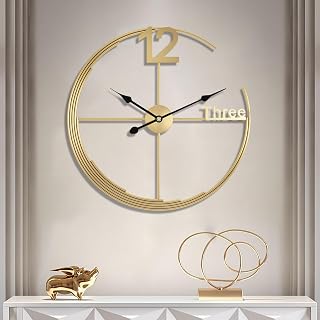 Large Wall Clock,Decorative Gold Modern Wall Clock Round Silent Non-Ticking Battery Operated Clocks for Living Room/Home/Kitchen/Bedroom/Office/School Decor (Gold, 30 inch)